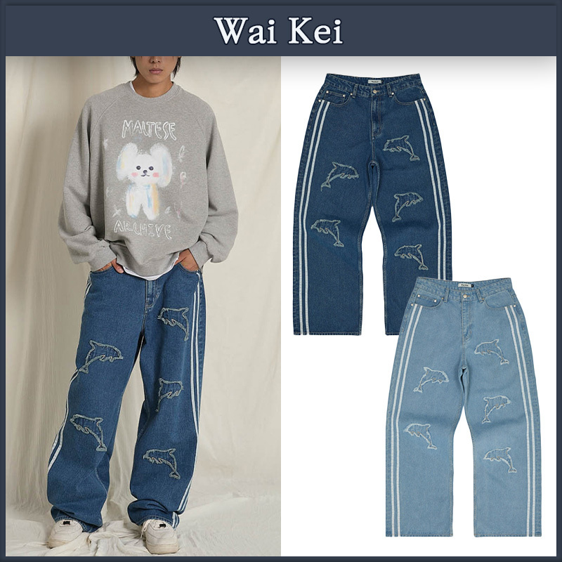 【WAI KEI】★男女兼用★ドルフィンアプリケラインデニム