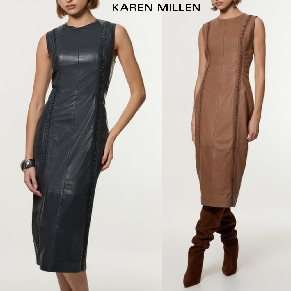 【KAREN MILLEN】レザー ツイスト ノースリーブ ミディアム
