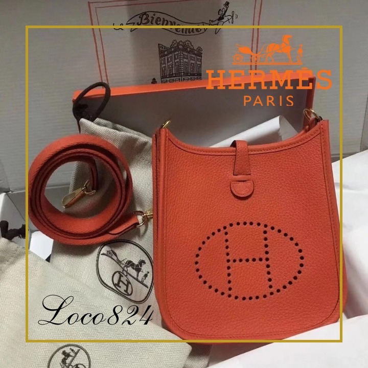 【かわいいサイズ感♪】エルメス エヴリン オレンジ HERMES