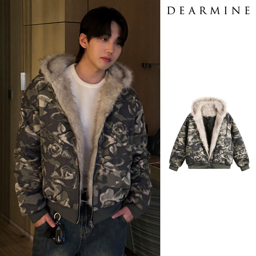 【DEARMINE】Cozy Raccoon Hood Fur Jacket