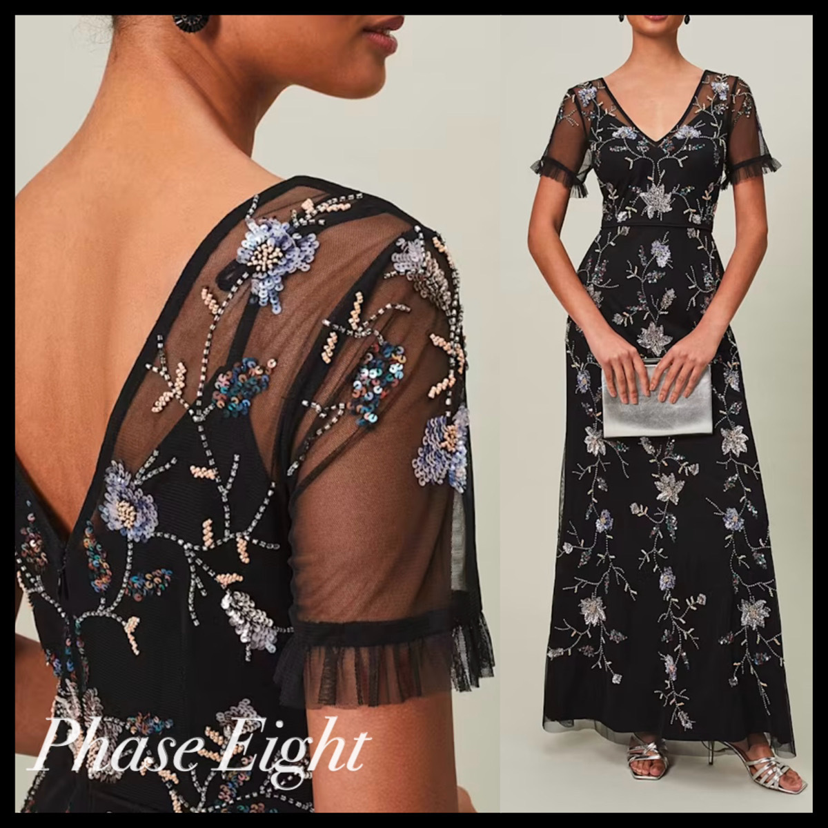 Phase Eight* シエラ スパンコール フローラルドレス