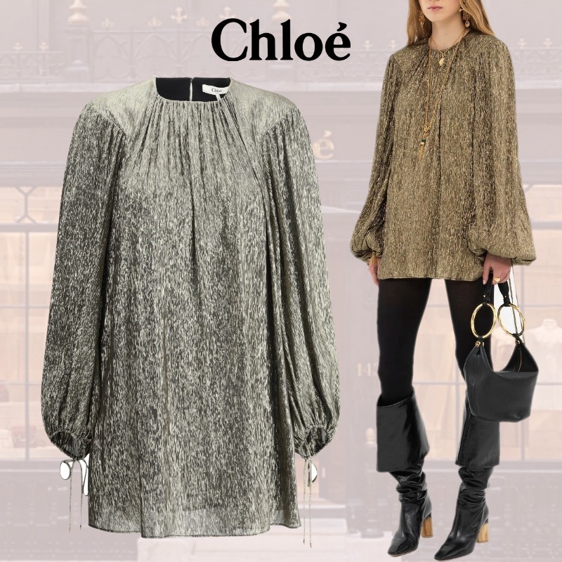 VIPSALE【Chloe】シルククレポン製ギャザーミニ ドレス