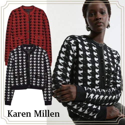 【Karen Millen】ジャカード ニット トリムジャケット