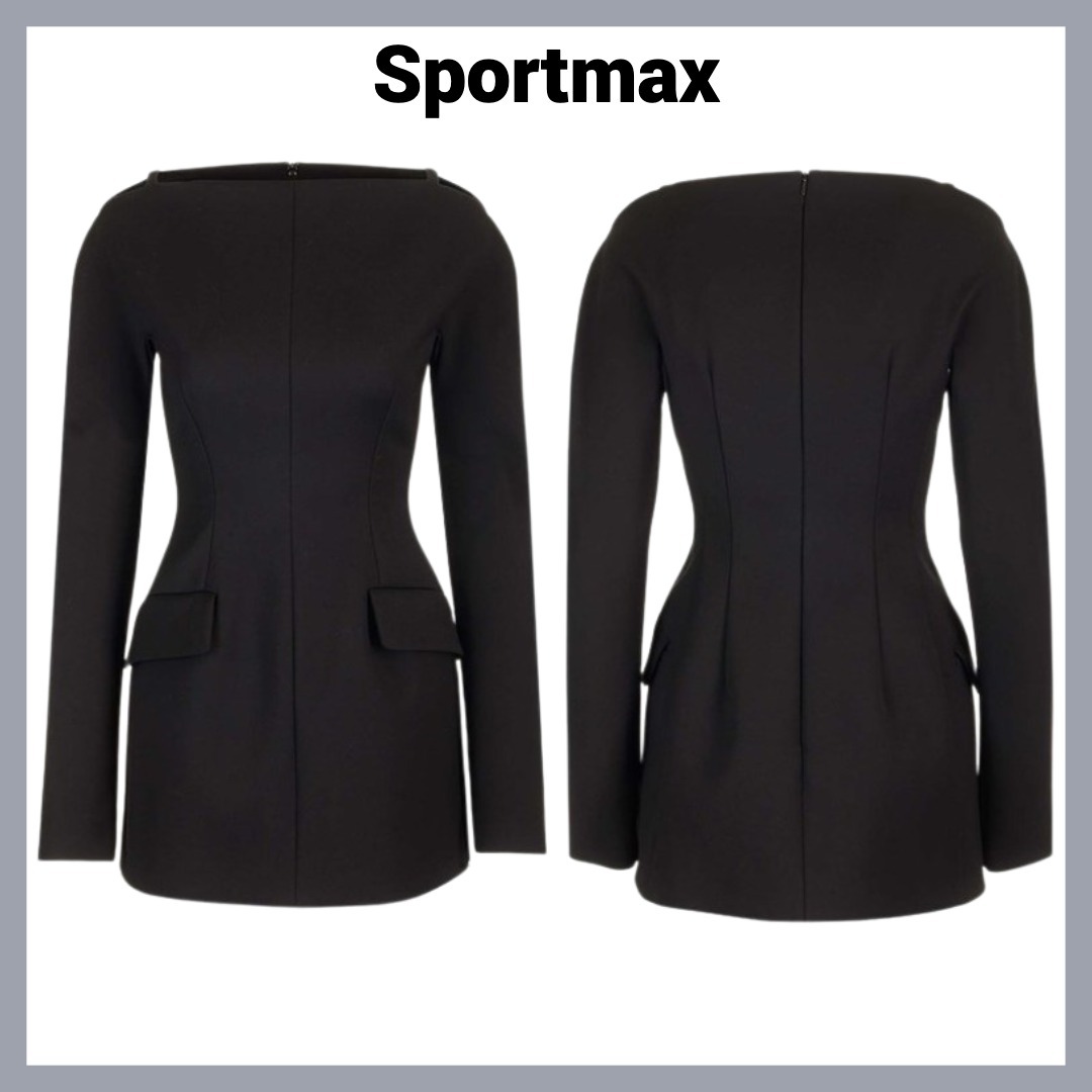 【Sportmax】ストレッチ ウール ギャバジン ミニ ドレス