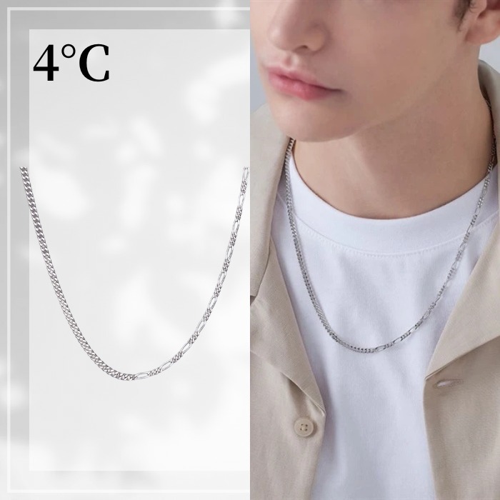 4°C シルバー ネックレス ユニセックス チェーン ミドルロング