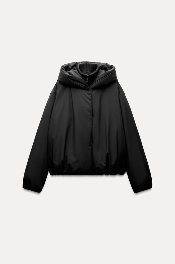 zara フーデッドパフジャケット