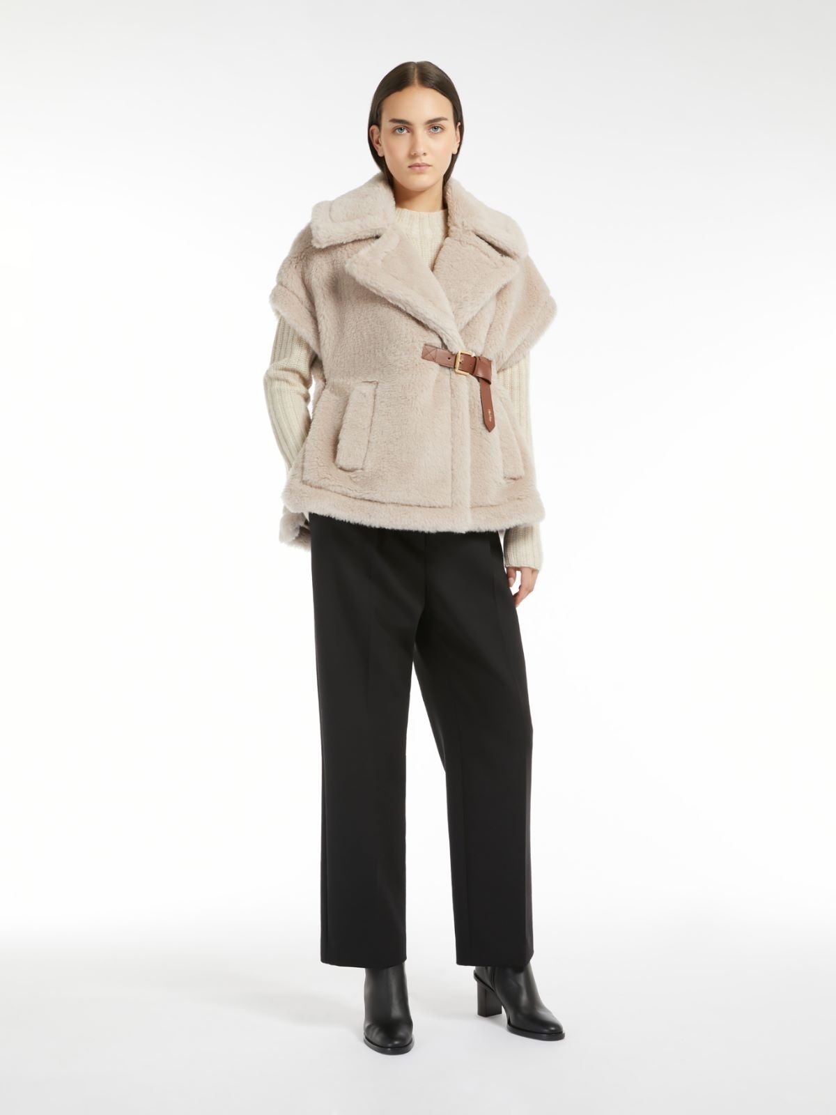【エレガント】Max Mara《NEWABAVO1》テディアルパカ ケープ