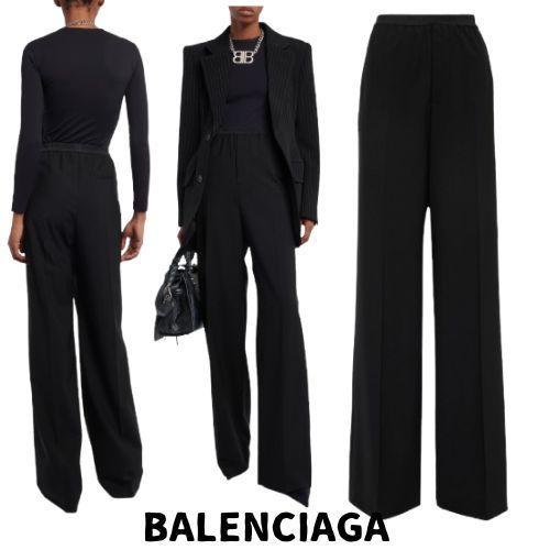 【BALENCIAGA】ロゴハイライズワイドレッグパンツ