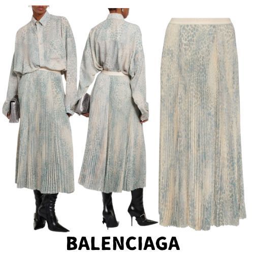 【BALENCIAGA】プリントプリーツミディスカート