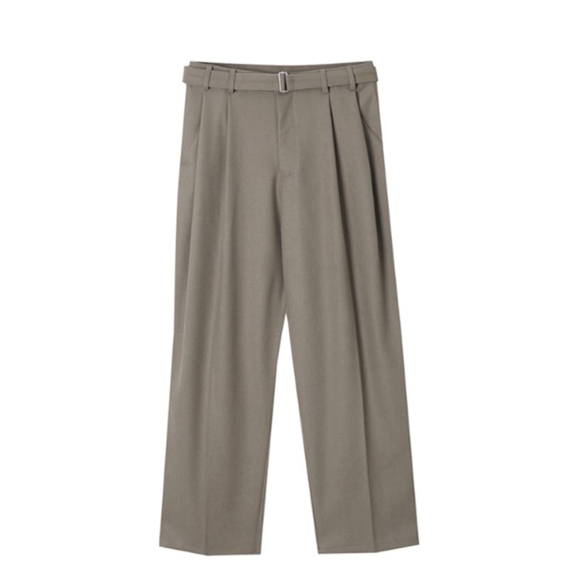 スラックス IONSEOUL Andy Wool Belt Two Tuck Wide Slacks JE731