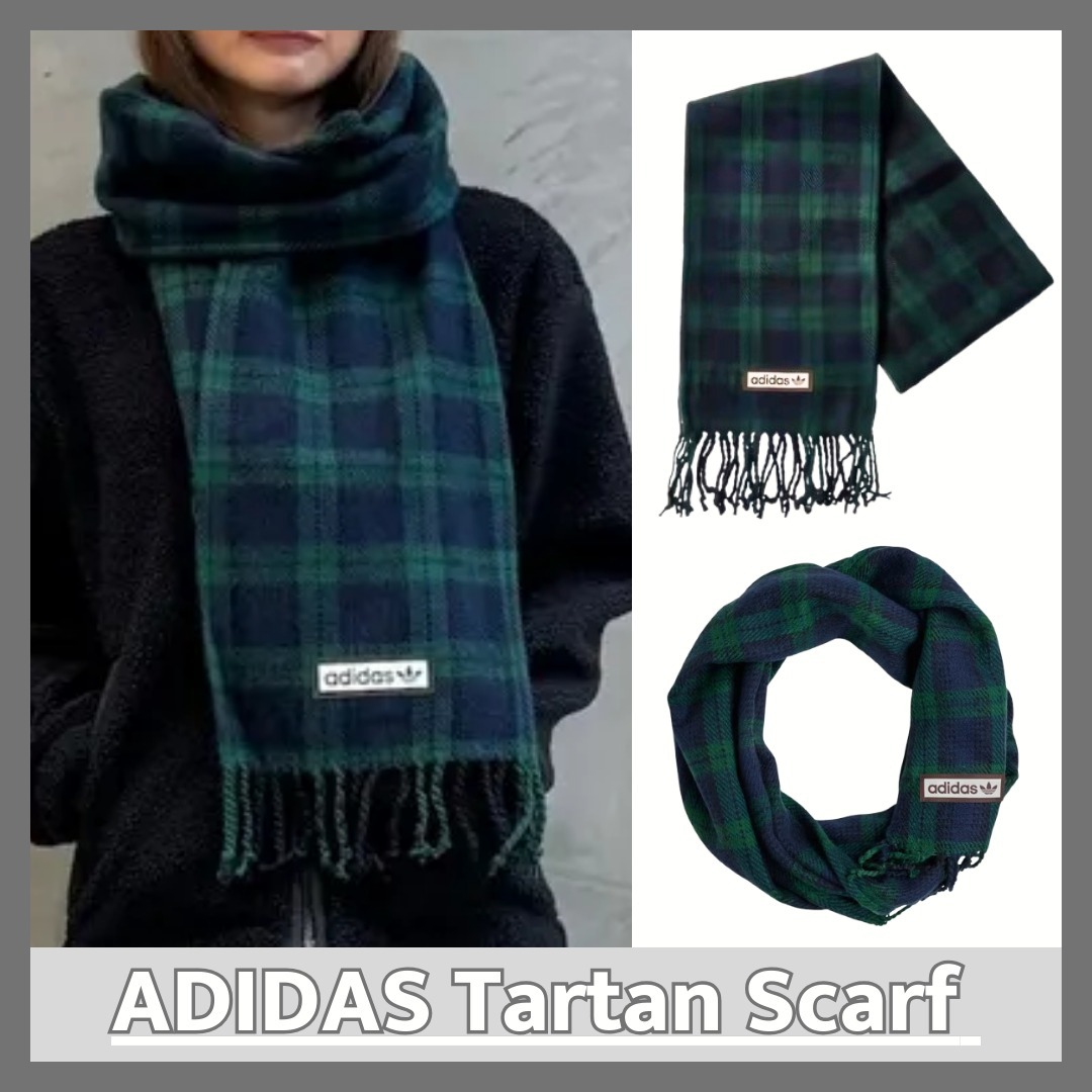 【SNSで大人気!!】adidas あったか タータンチェック マフラー
