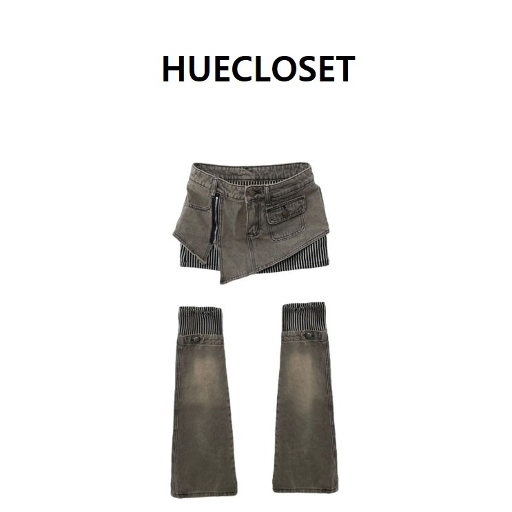 ミニスカート HUECLOSET StripeCargo Skirt + Leg Warmer Set SW38