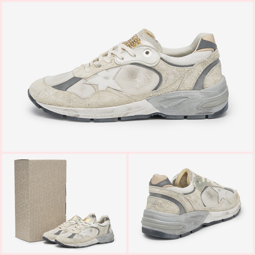 【Golden Goose】Running Dad Silver Tab Sneakers - White