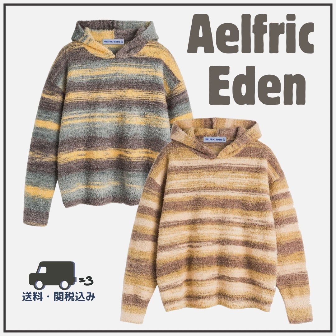◇Aelfric Eden◇ グラデーション ストライプ ニット パーカー