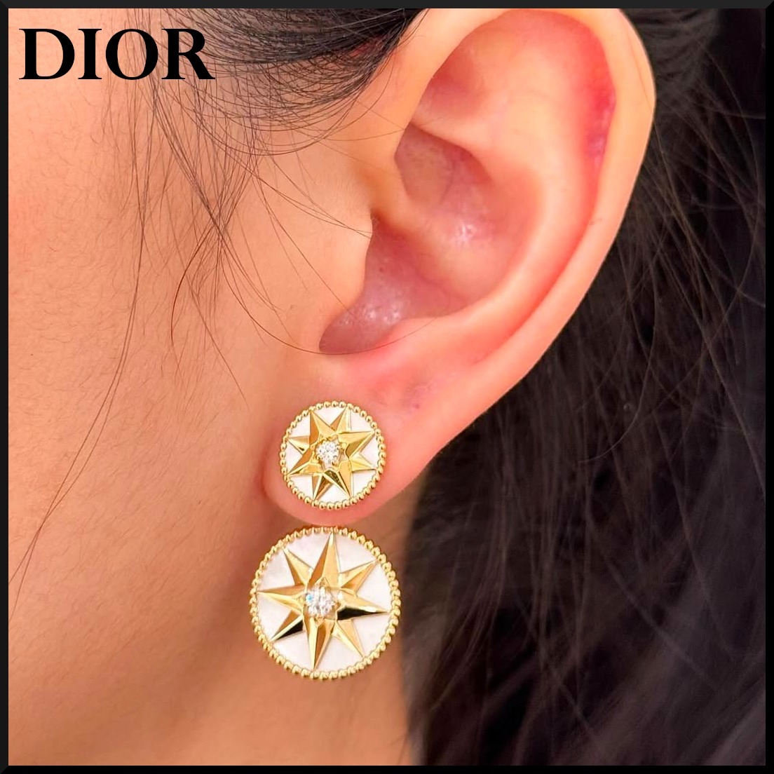 【Dior】 ディオール Rose des Vents シングルピアス スモール DIOR | Rose des Vents シングルピアス ピンクゴールド