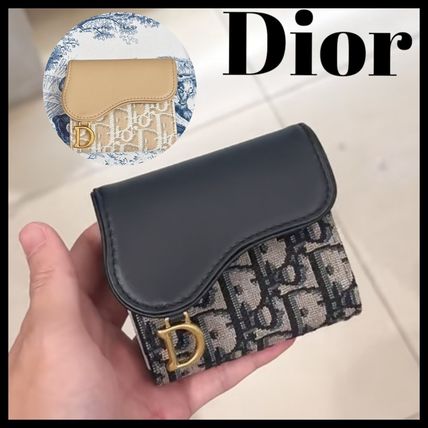 大人気デザイン☆【Dior】 レディース 折りたたみ財布 ネイビー（紺）系 Dior LADY DIOR(ディオール レディ ディオール
