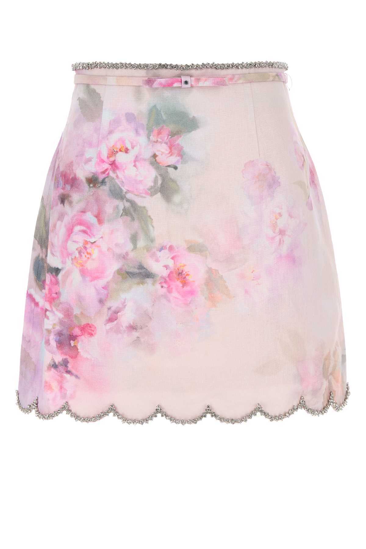 スカート ZIMMERMANN Printed Linen Crush Mini Skirt