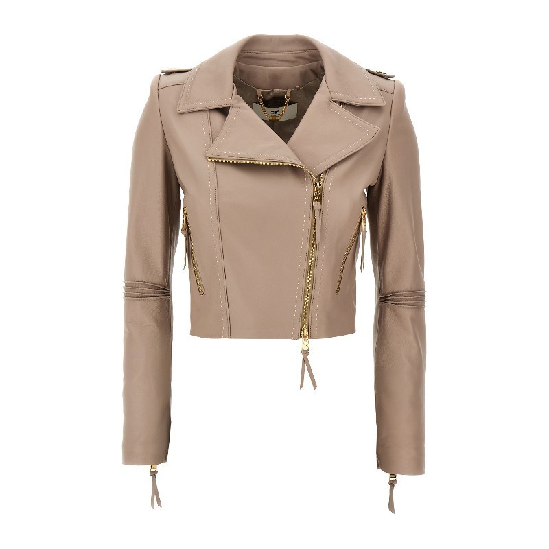 レザージャケット・コート ELISABETTA FRANCHI SS25 'Biker' nail (GD47Z51E2 DC4)