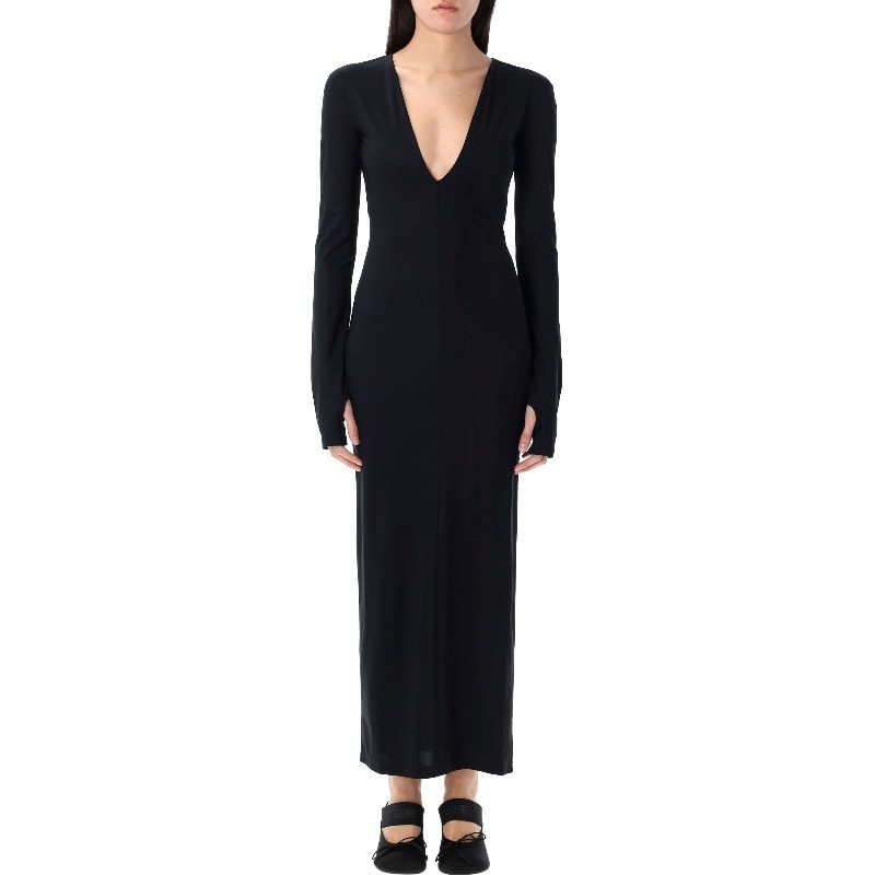 ワンピース MM6 Maison Margiela LONG DRESS DEEP V NECK