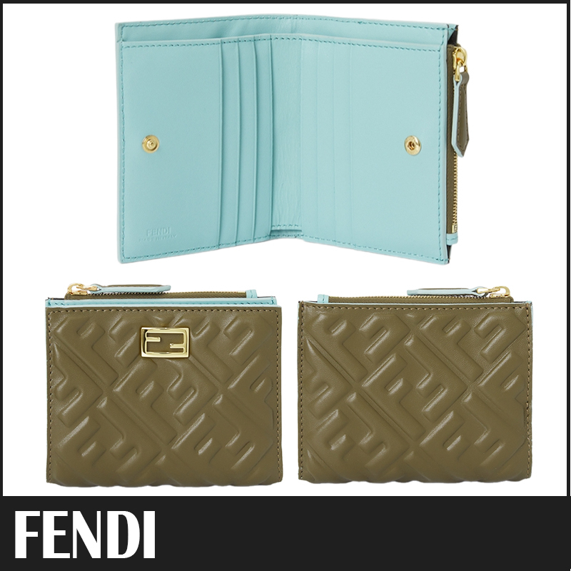 ☆送料関税込☆FENDI スリムバケット 小銭入れ 二つ折り財布☆