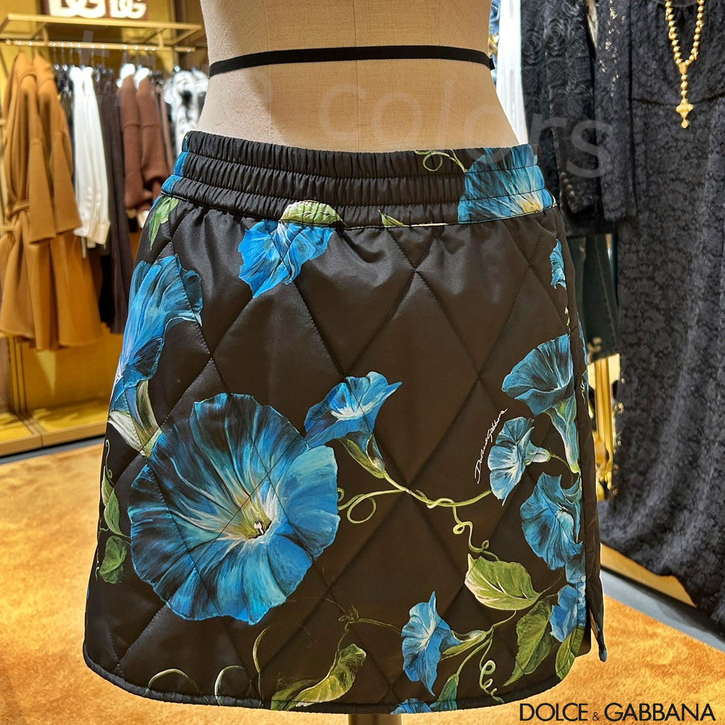 DOLCE&GABBANA フローラル柄 パットキルティング ミニ スカート