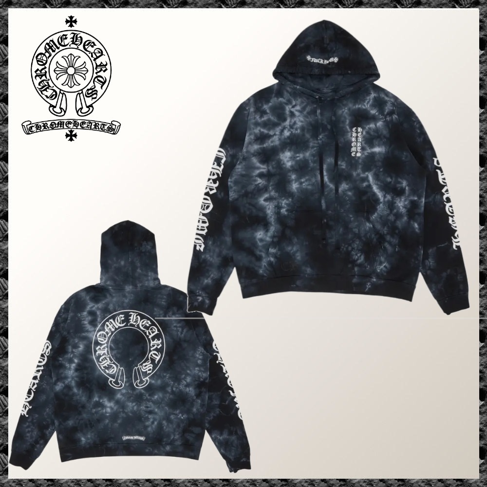 CHROME HEARTS◆ホースシュー タイダイ パーカー ブルー/グレー