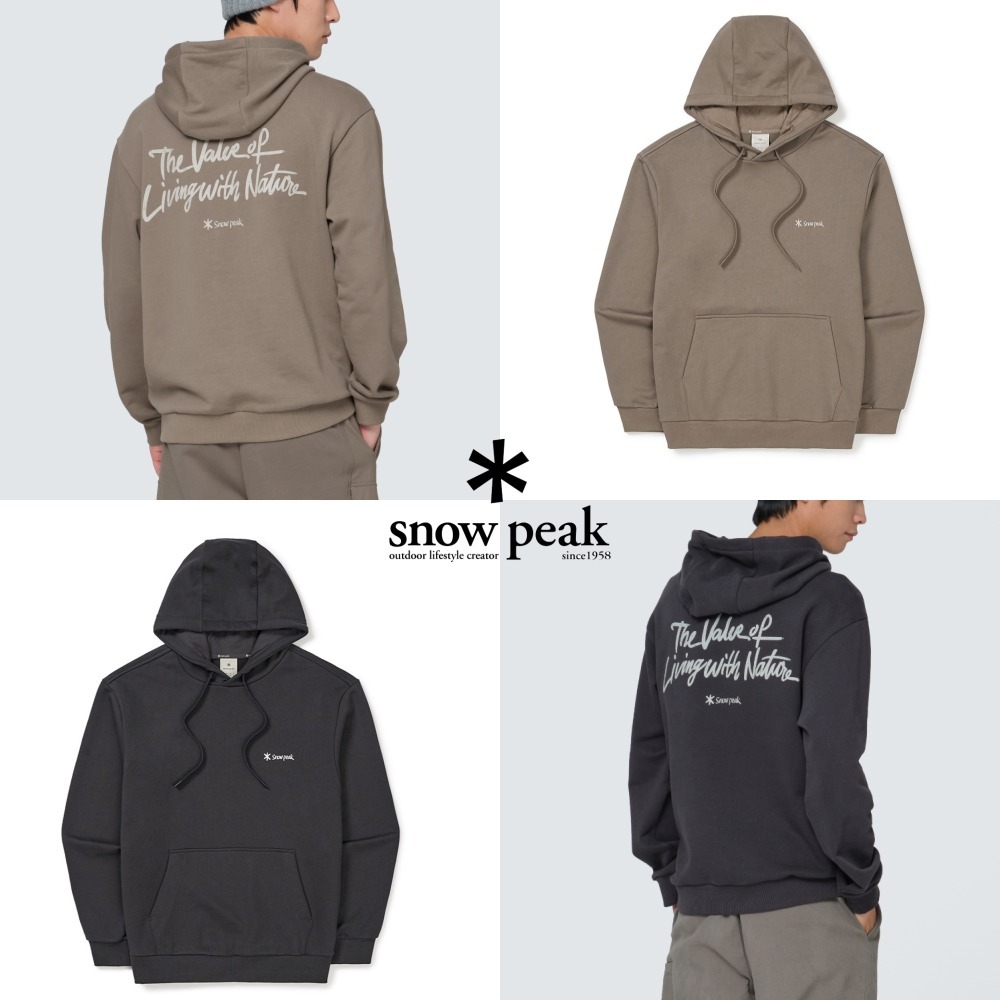 【Snow Peak】 Lettering Hoodie ★ Semi Comfort Fit