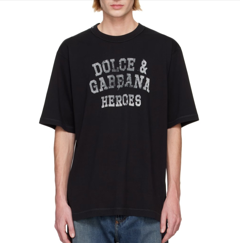 【関税・送料無料】Dolce&Gabbana ブラック プリントTシャツ