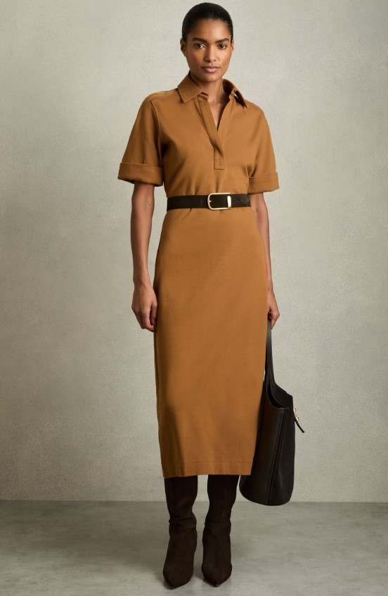 ★REISS Astrid オープンカラーシャツペンシル 上質マキシ★