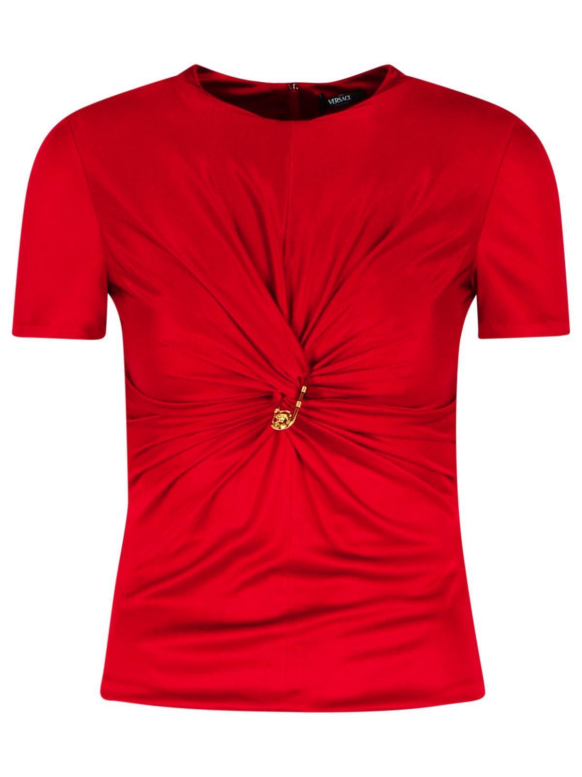 【送料&関税込】Versace medusa Red Viscose T-shirt