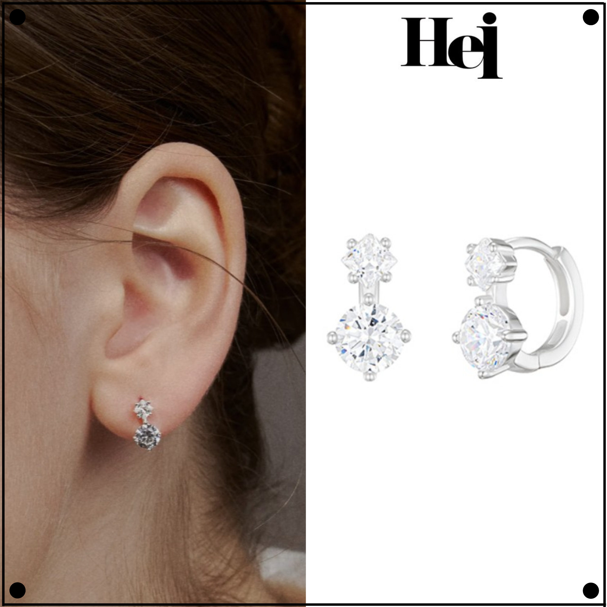 日本未入荷Heiの[sv925] snowflake one-touch earring