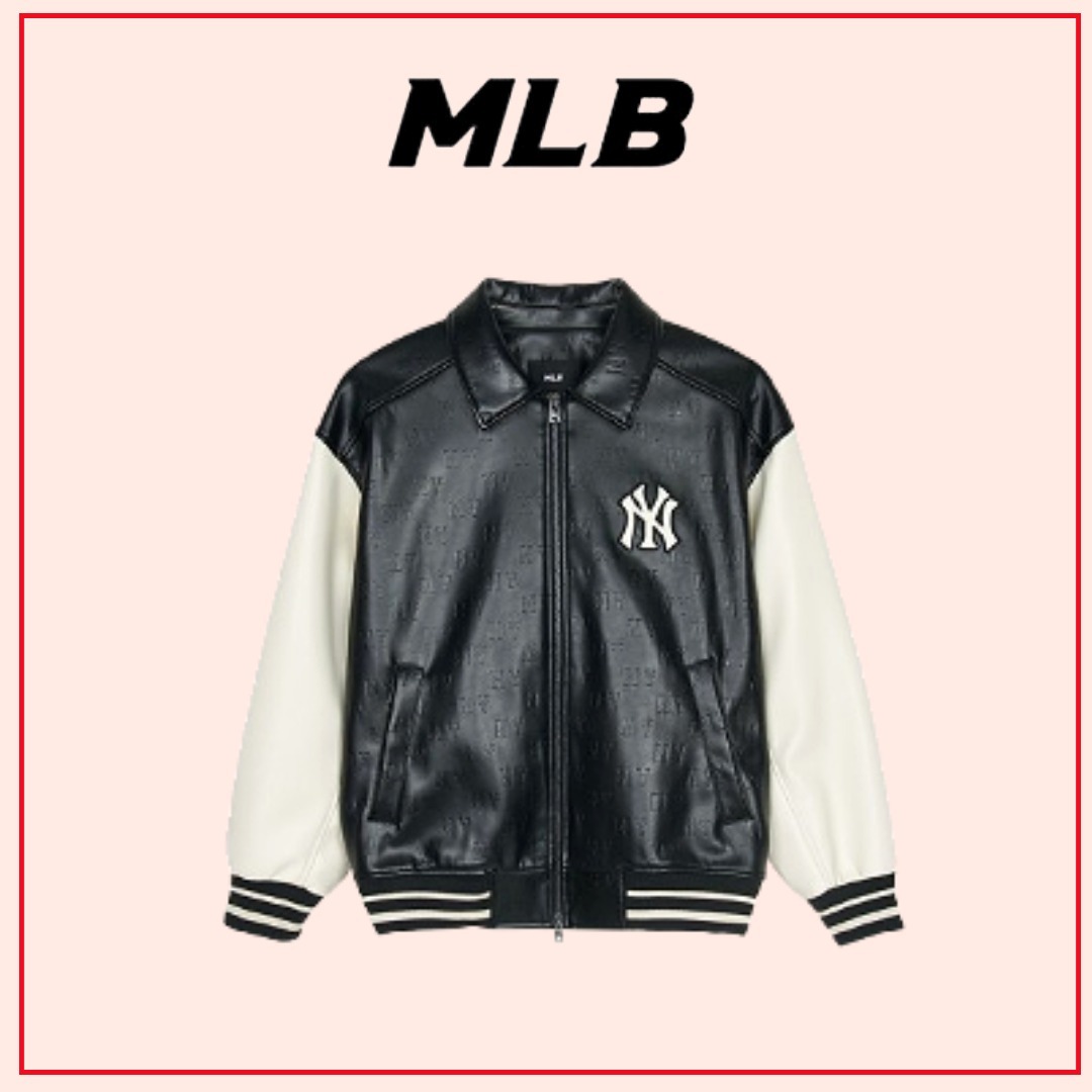 MLB korea■Monogram Emboss Leather Jacket■追跡送料込