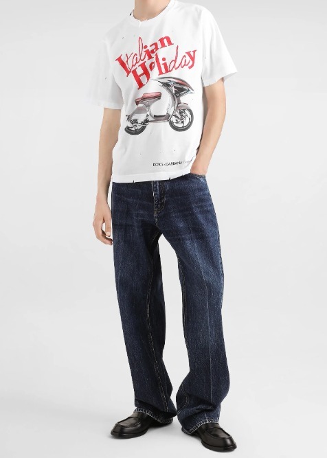 国内発送 関税送料込 Dolce & Gabbana Vespaプリント Tシャツ 関税送料無【ドルチェ＆ガッバーナ】Vespa プリントTシャツ T