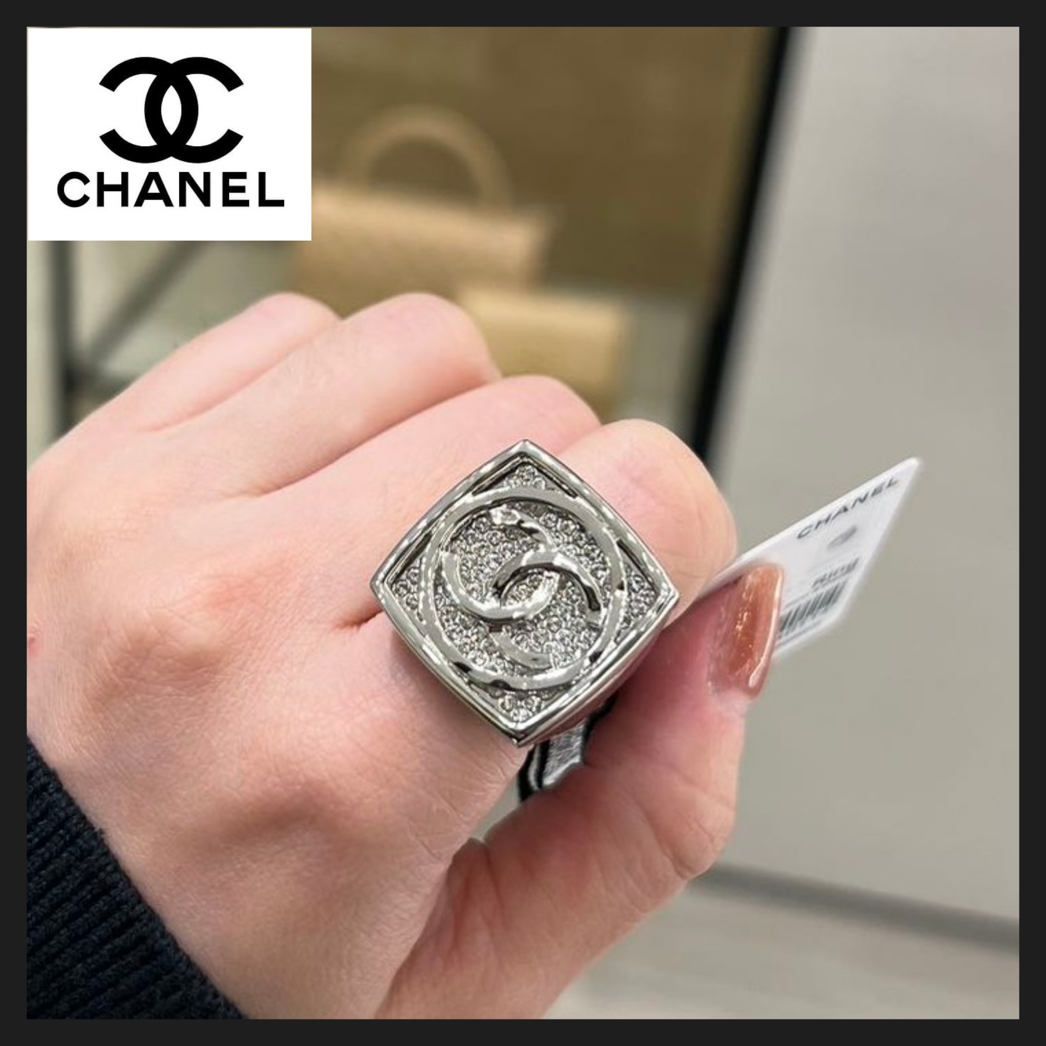 【CHANEL】クリスタルでインパクト大♪シャネルCCマーク リング