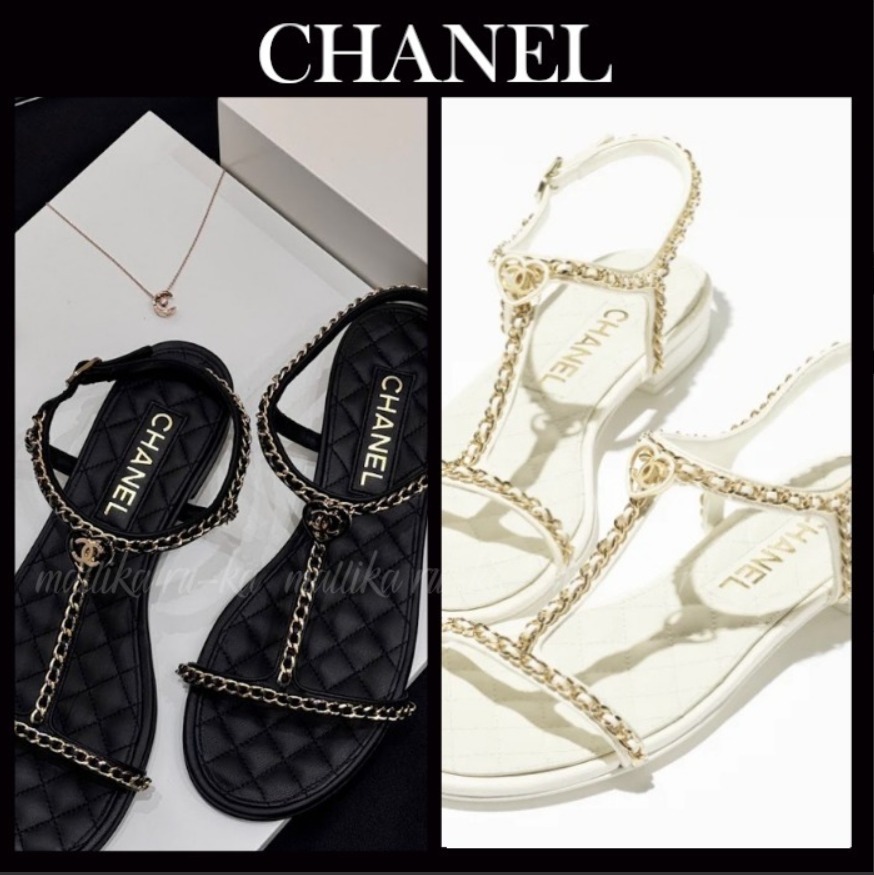 **25C新作★**【CHANEL】ハート CCマーク トングサンダル 新作サンダル☆【CHANEL】ハート CCマークトングサンダル