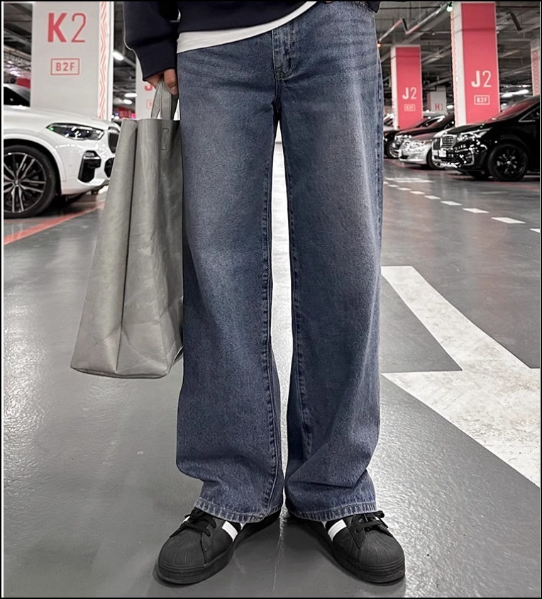 人気 ストリート ストレート ルーズ ワイド デニム パンツ