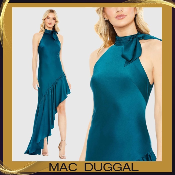 Mac Duggal*ホルターネック*リボン*フリル*アシンメトリードレス