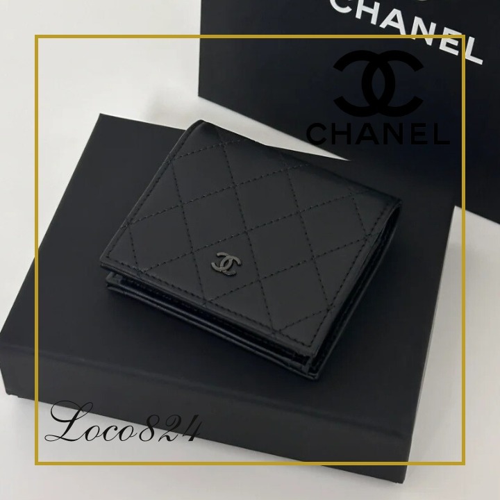 【気品あるマットデザイン♪】シャネル 二つ折り畳み財布 CHANEL