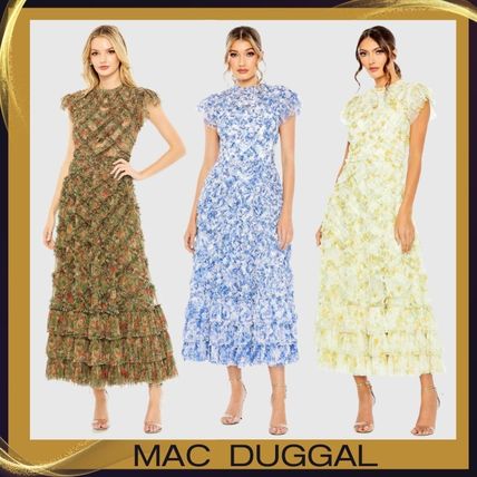 MAC DUGGAL マックドゥガル 長袖ワンピース 花柄刺繍 花柄 Mac Duggal(マックドゥガル) ワンピース(レディース