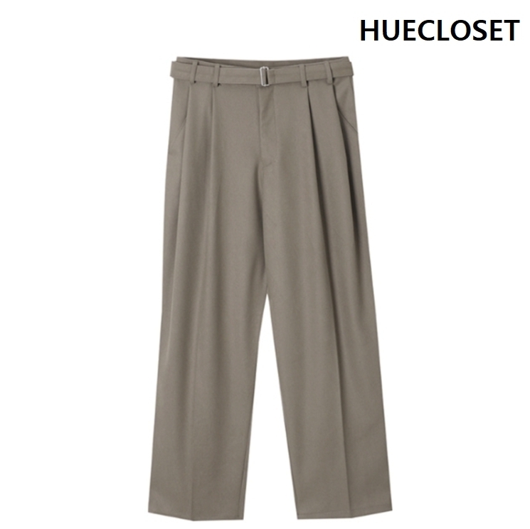 スラックス HUECLOSET Wool Belt Two Tuck Wide Slacks SW55