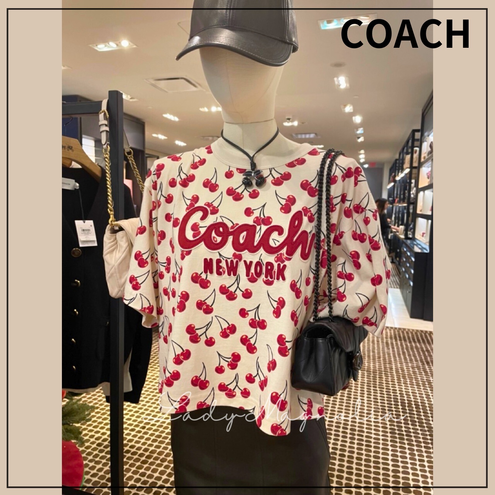 【COACH】チェリー柄 クロップド Tシャツ★オーガニックコットン