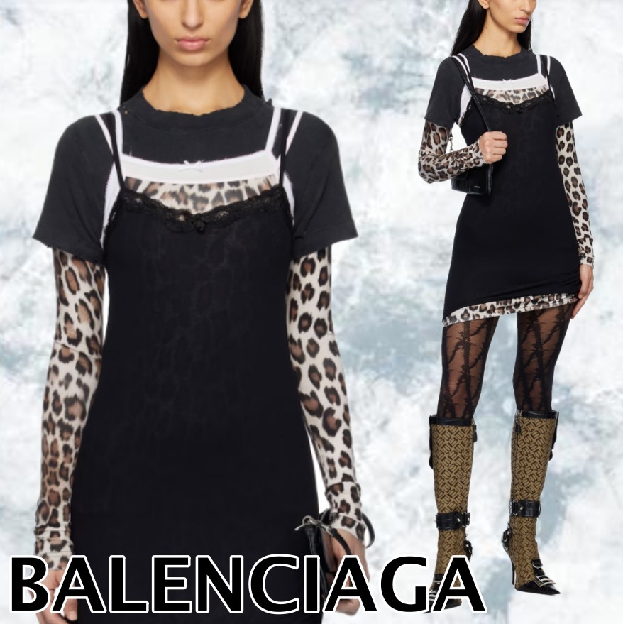 【BALENCIAGA】ブラック レイヤード ミニドレス