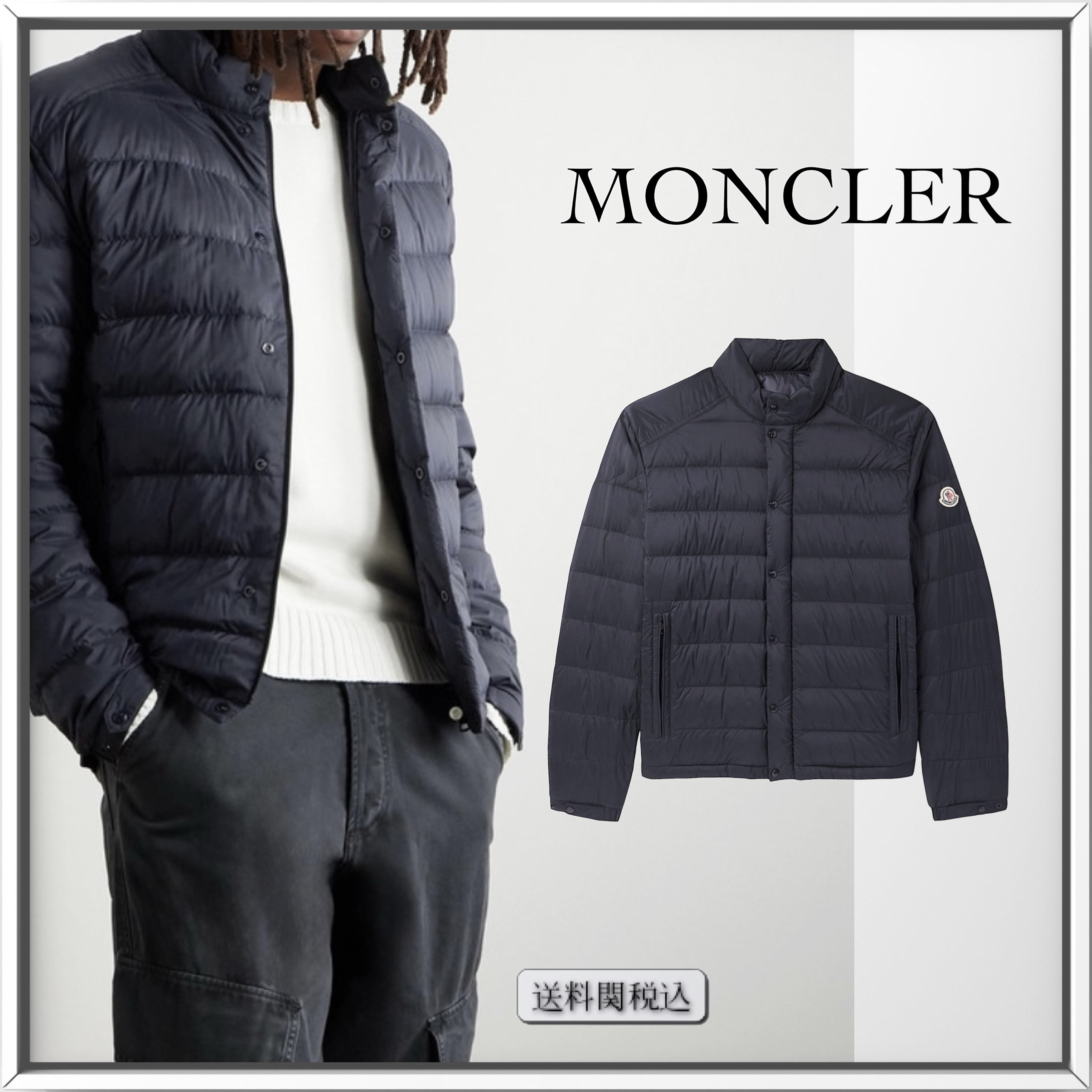 MONCLER ロゴ アップリケ ナイロン ダウンジャケット 人気