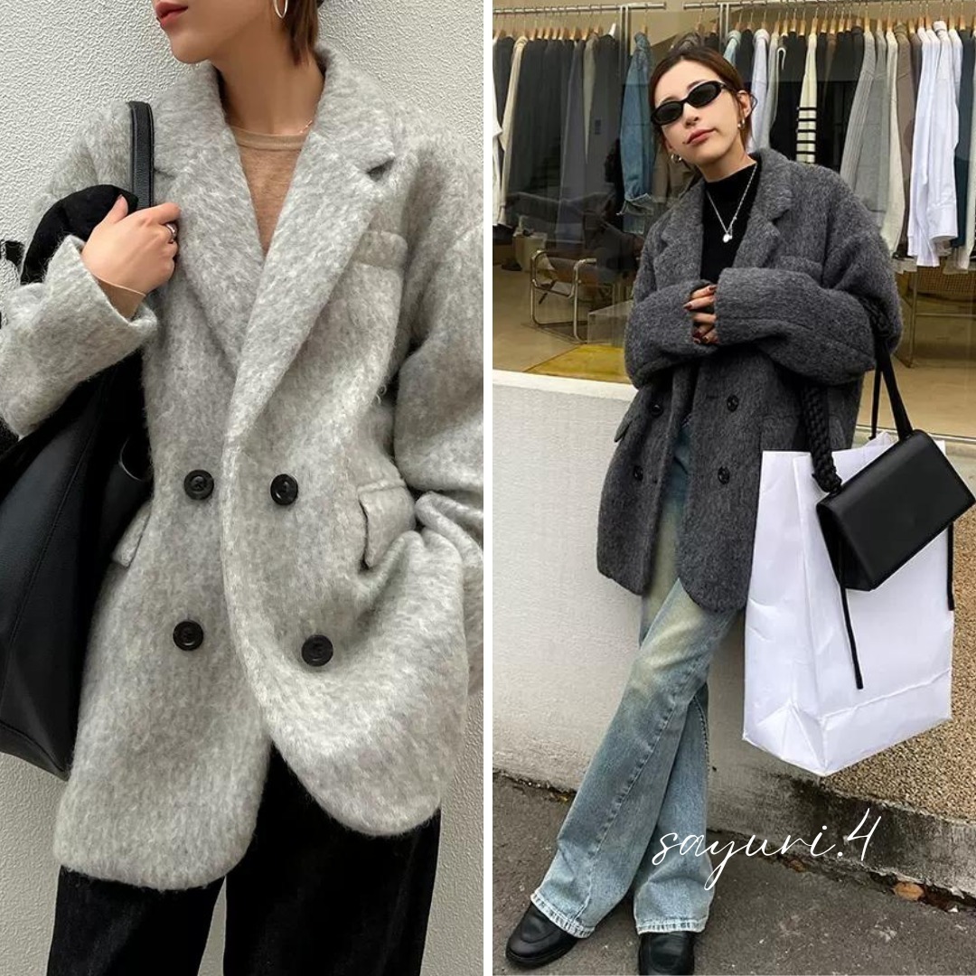 ★全2色★ミディ丈 コート アウター グレー