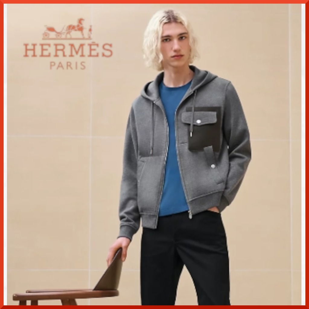 コットン＆カシミヤ♪【HERMES】ジップアップパーカー