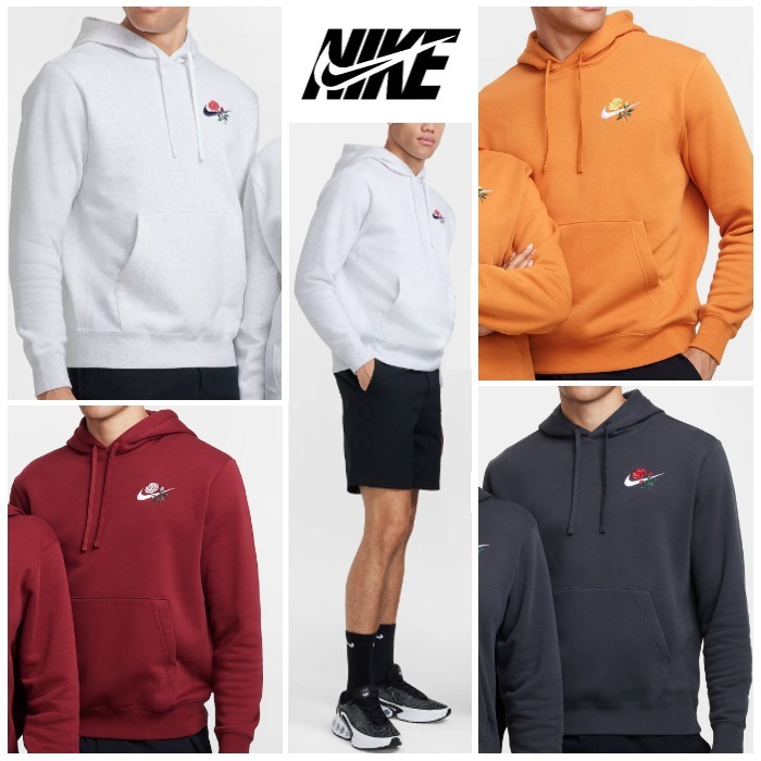 Nike ローズ刺繍 スウッシュ フリース フーディ ユニセックス