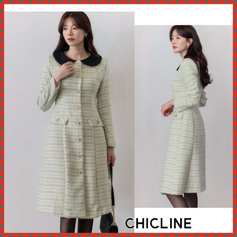 【CHICLINE】Pentra Colored Tweed Dress☆韓国で大人気☆