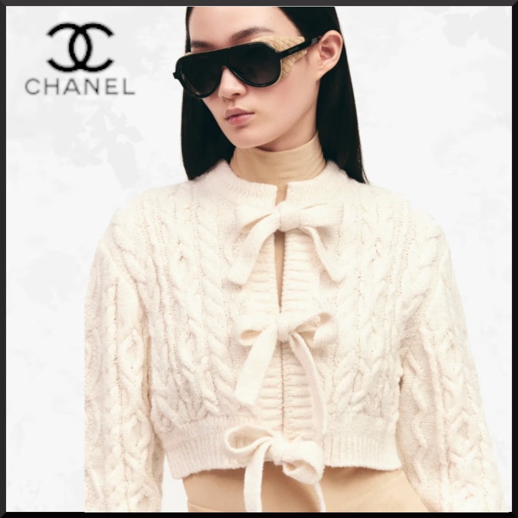 CHANEL リボンカーディガン 今季流行りリボンデザイン