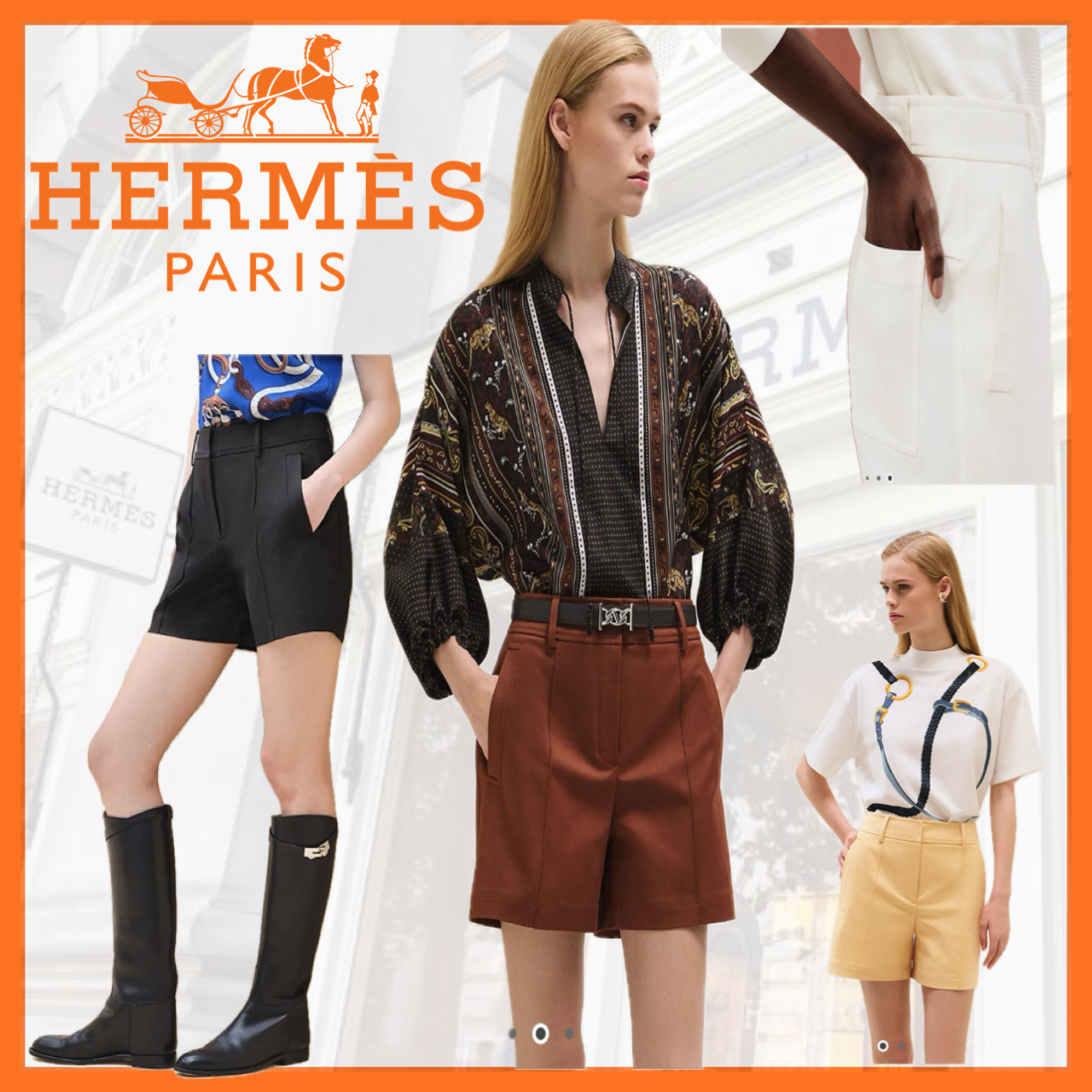 無地で合わせやすい♪【HERMES 】ショートパンツ