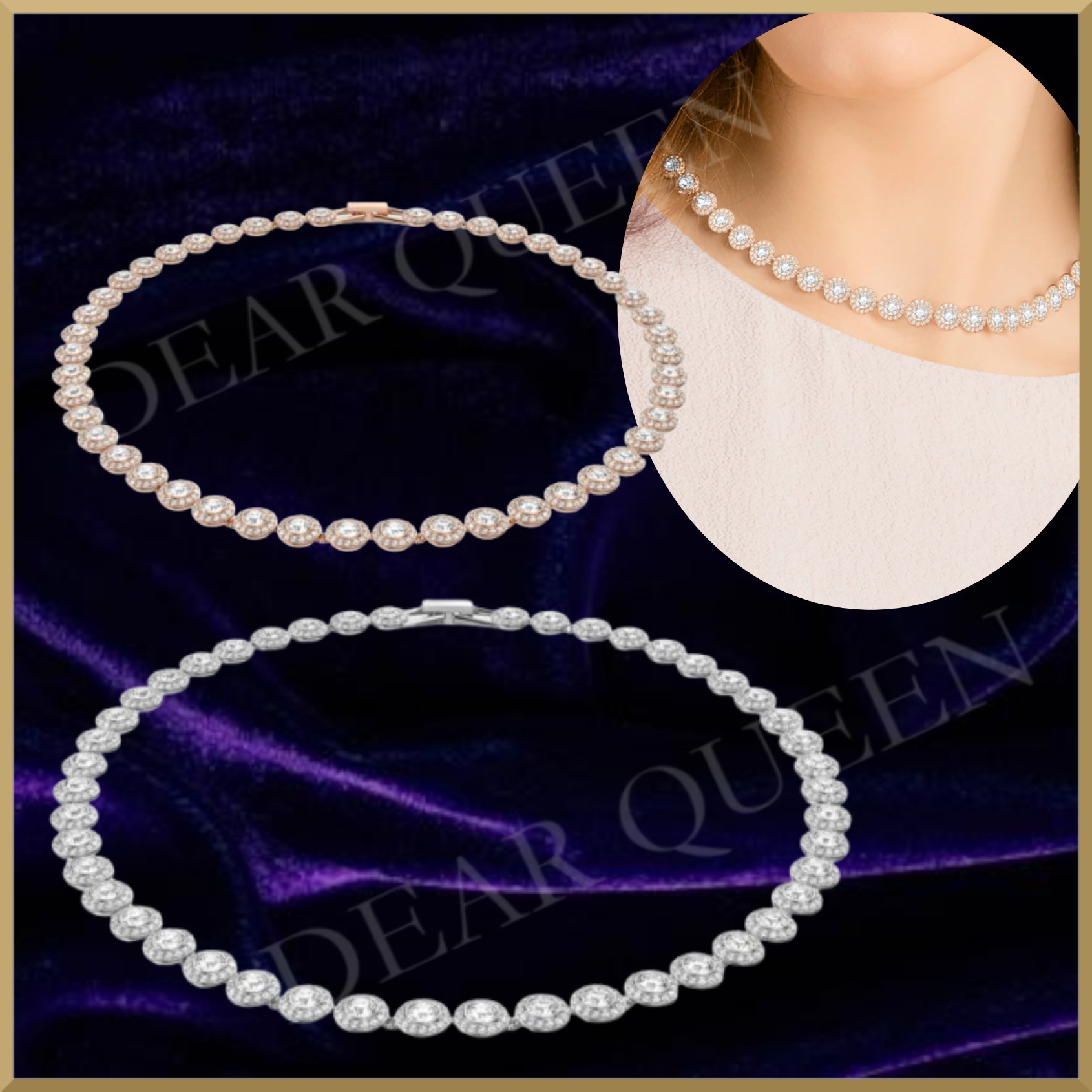 ★ピュアな煌めき【SWAROVSKI】Una Angelic Tennis ネックレス Una Angelic set, Round cut, White, Gold-tone plated | Swarovski